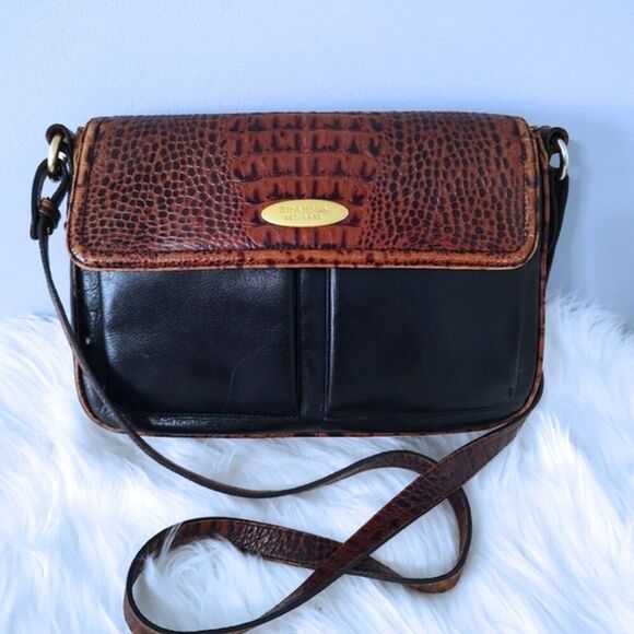 Brahmin Tuscan vintage croc-embossed satchel crossbody EUC - Picture 1 of 11